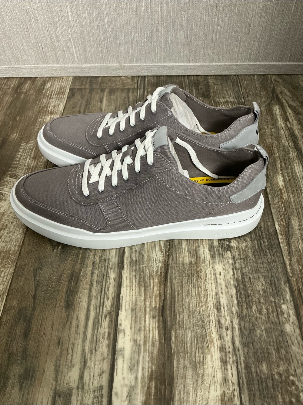 Cole Haan Men’s Gray Canvas Low-Top Sneakers with White Sole - Picture 9 of 16
